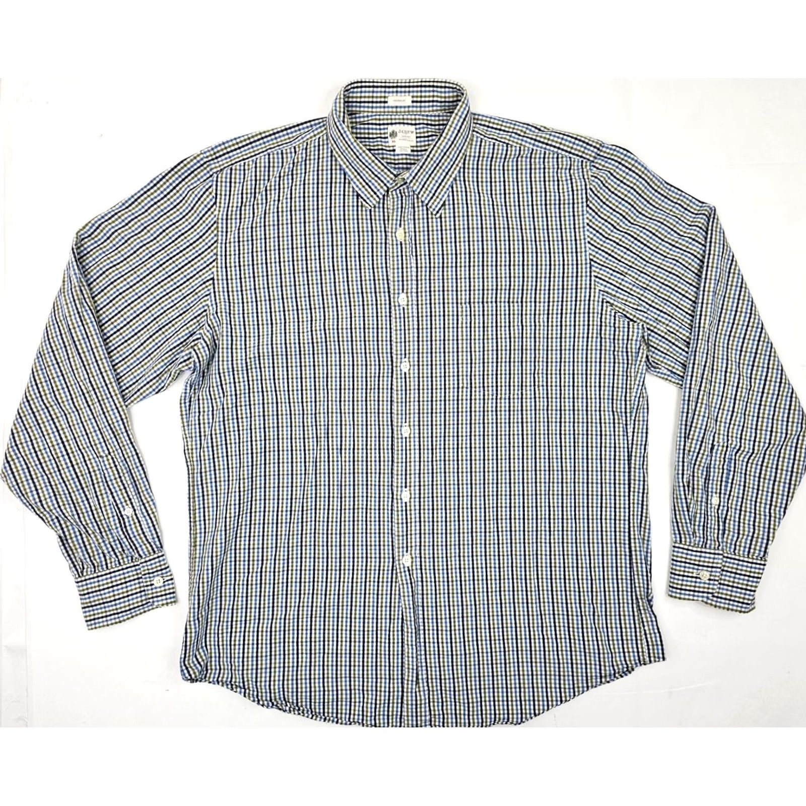 J.Crew J.CREW Tailor Fit Button-Up Shirt Multicolor Blue Green Checked Gingham Casual Men XL Size US XL / EU 56 / 4 - 2 Thumbnail