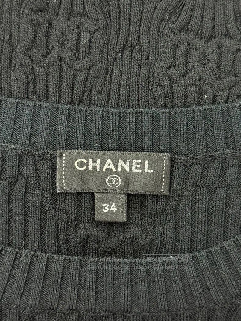 Chanel Black Logo Knit Short Sleeve.