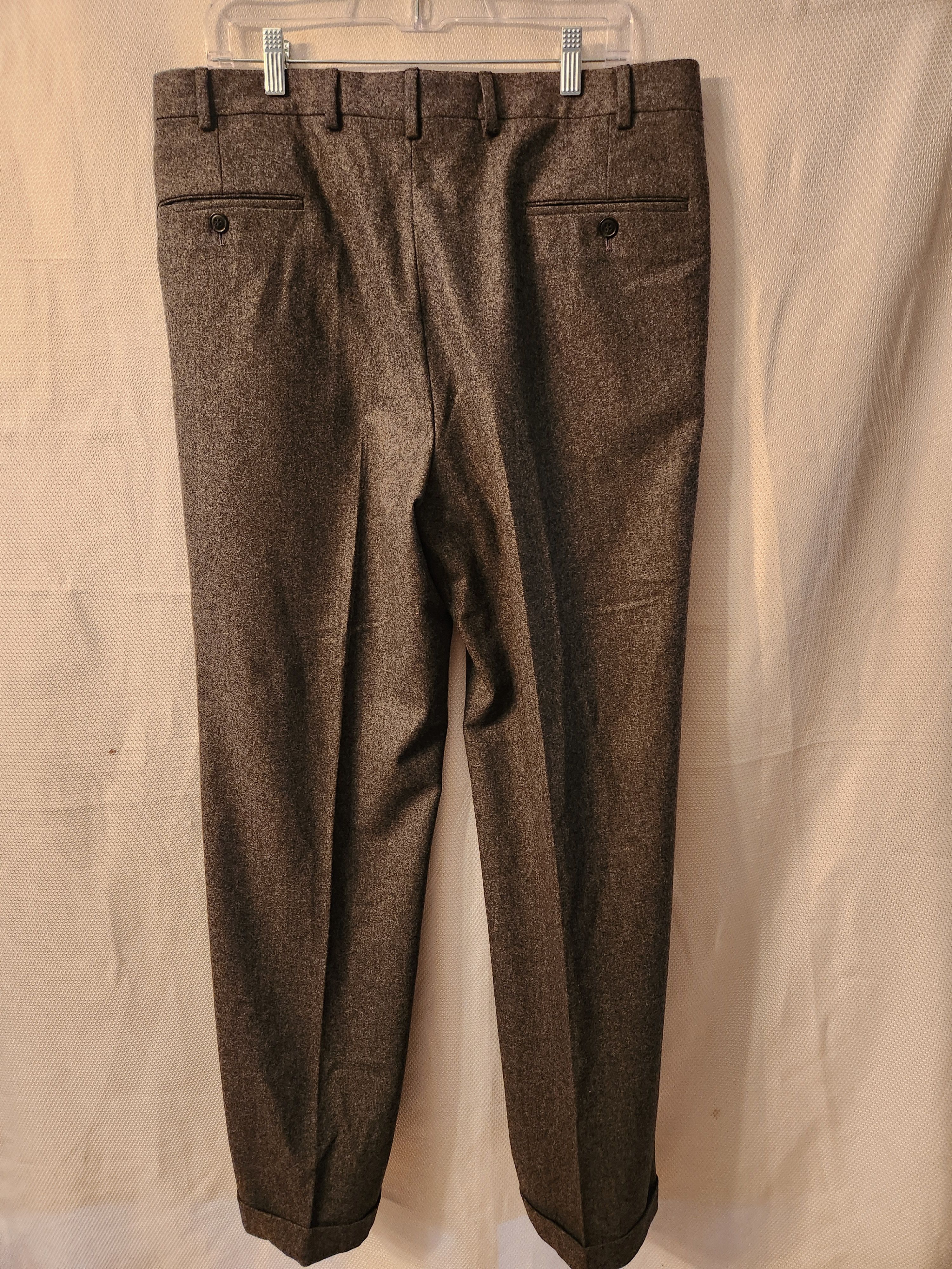 Samuelsohn Vintage 90's 100% Wool Gray Flannel Pleated Dress Pants Size US 36 / EU 52 - 2 Thumbnail