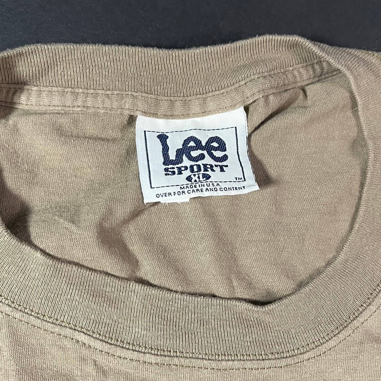 Vintage Vintage 1990’s Made In USA Lee Sport Tan Blank T-shirt XLT Size US XL / EU 56 / 4 - 5 Thumbnail
