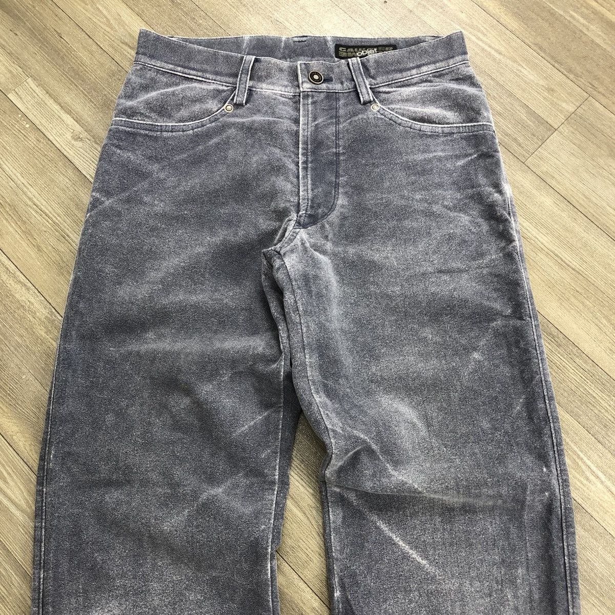 Vintage Jean Paul Gaultier Object Grey Wash Velvet Pants