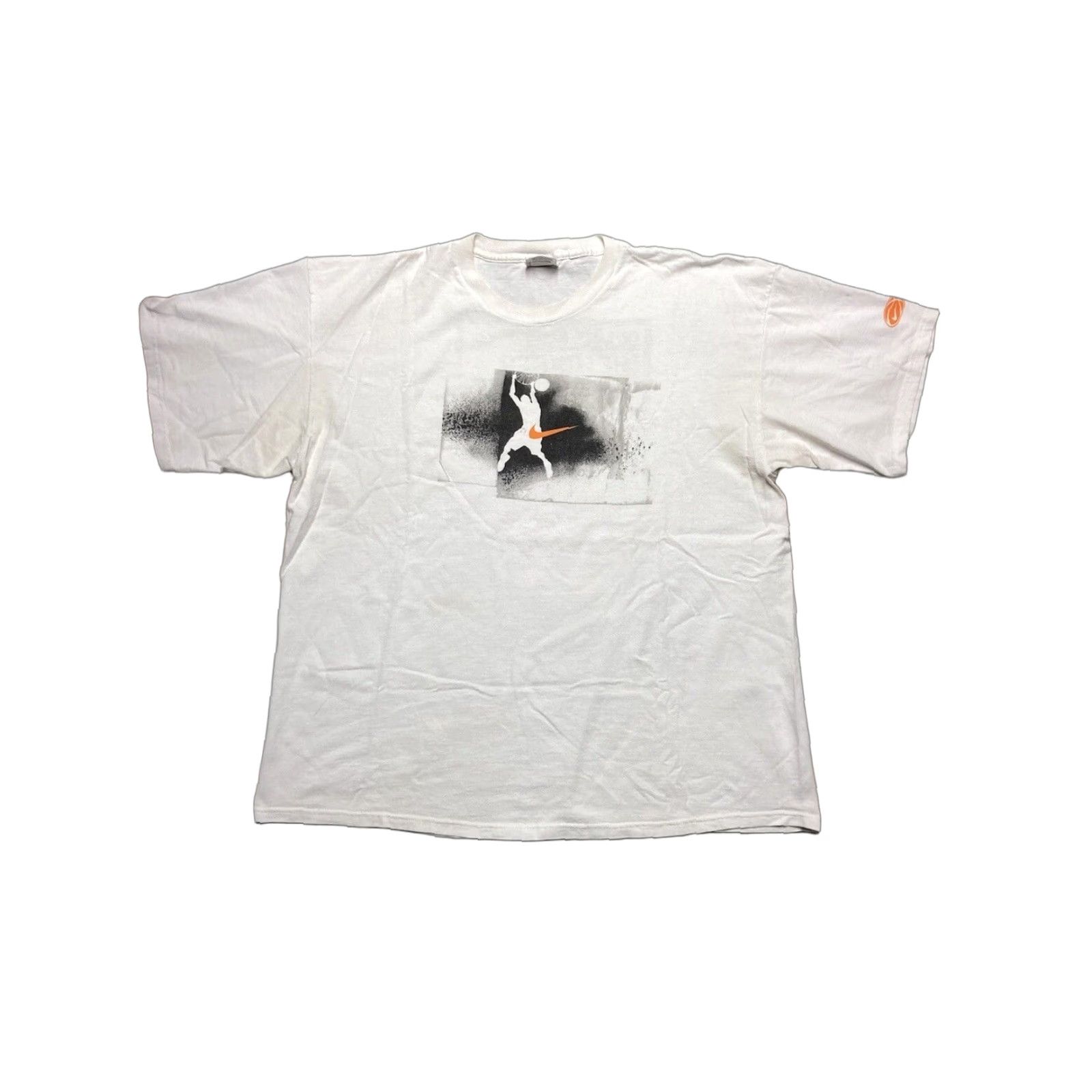 Nike VINTAGE Nike T-Shirt Orange 90s Y2K Basketball Rims No Longer Parallel to Earth XL Mens Size US XL / EU 56 / 4 - 1 Thumbnail
