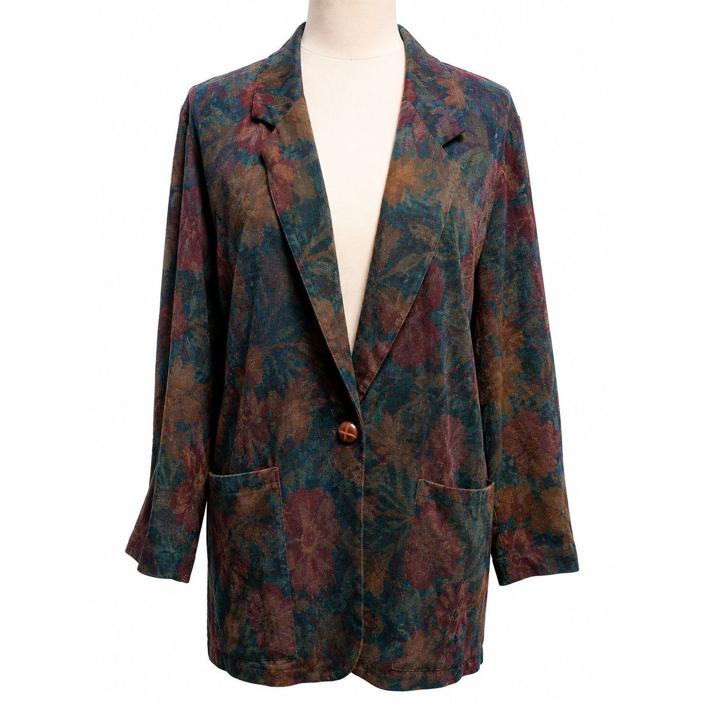 Vintage Tofy Size 8 Vintage Floral Oversized Blazer Jacket Grunge Co Size M / US 6-8 / IT 42-44 - 1 Thumbnail