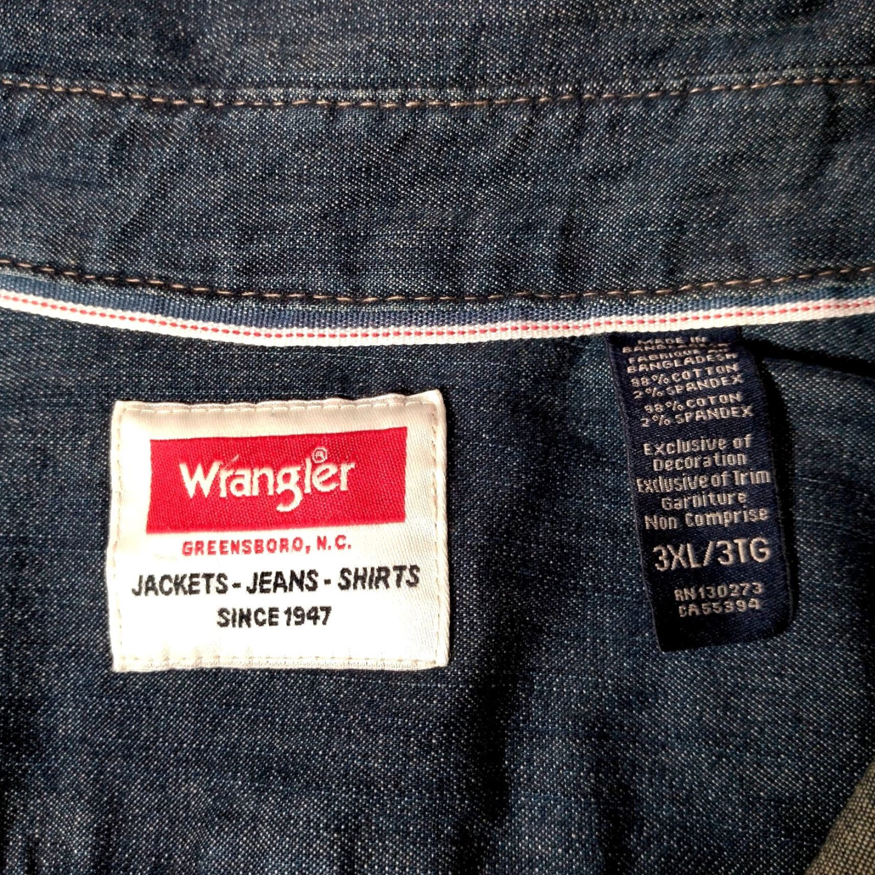 Wrangler VINTAGE Wrangler Western Shirt 3XL Slim Untuck Fit Blue Denim Stretch NEW Rodeo Mens Size US XXL / EU 58 / 5 - 7 Thumbnail