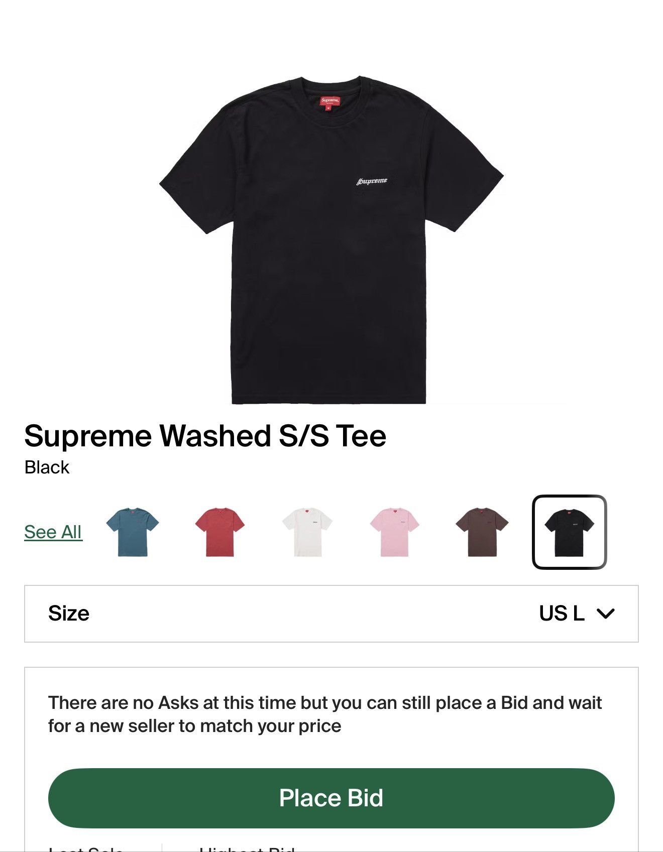 Supreme Washed Tee FW20 Size US L / EU 52-54 / 3 - 1 Thumbnail