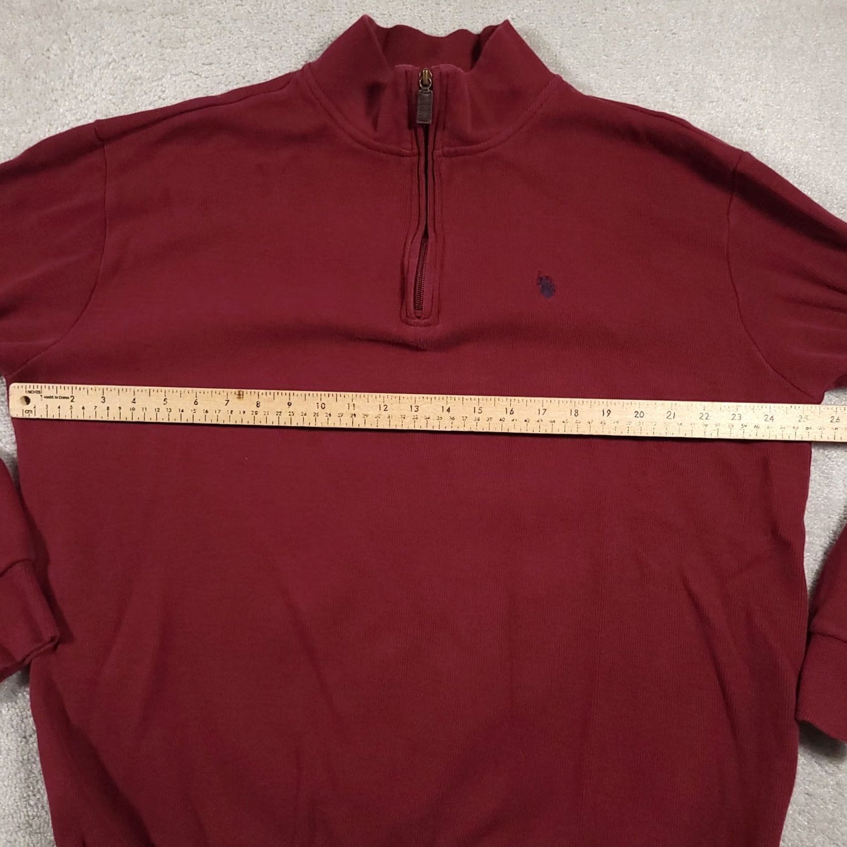 U.S. Polo Assn. U.S. Polo Assn. Sweater Shirt LT Tall Burgundy 1/4 Zip Pullover Mens Heavy Knit Long Sleeve Mock Neck Logo Embroidered Zipper Size US L / EU 52-54 / 3 - 6 Thumbnail