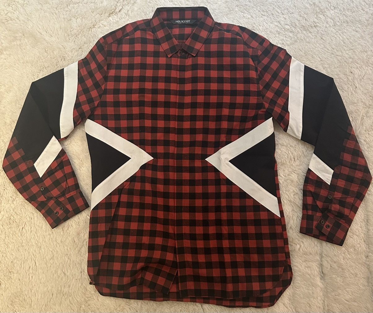 Neil Barrett Red/ Black / White Shirt Size US L / EU 52-54 / 3 - 1 Thumbnail