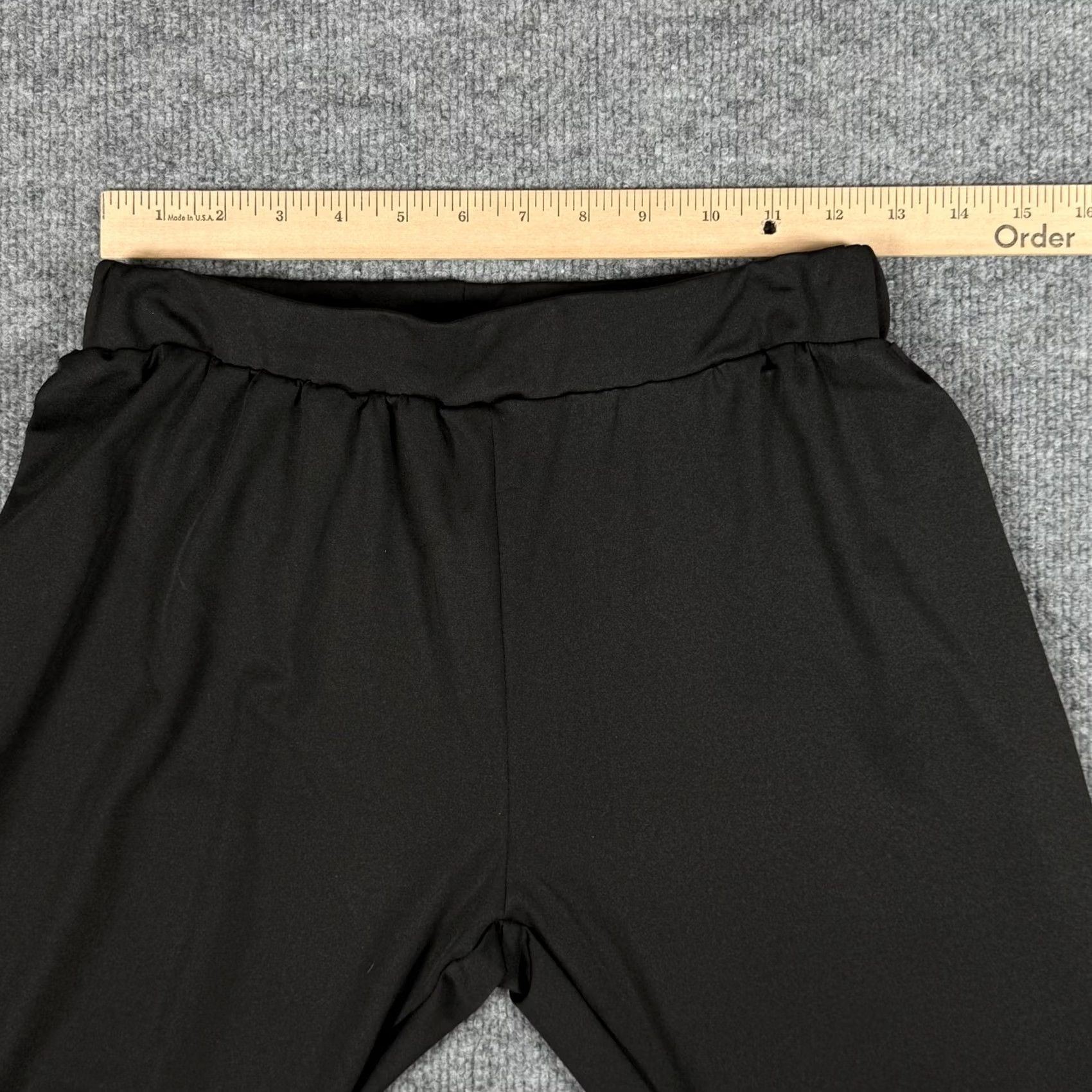 Vintage Womens Capri Pants Large Black Cropped Bow Cutout Hem Polyester Spandex Activewear Size 36" / US 14 / IT 50 - 6 Thumbnail
