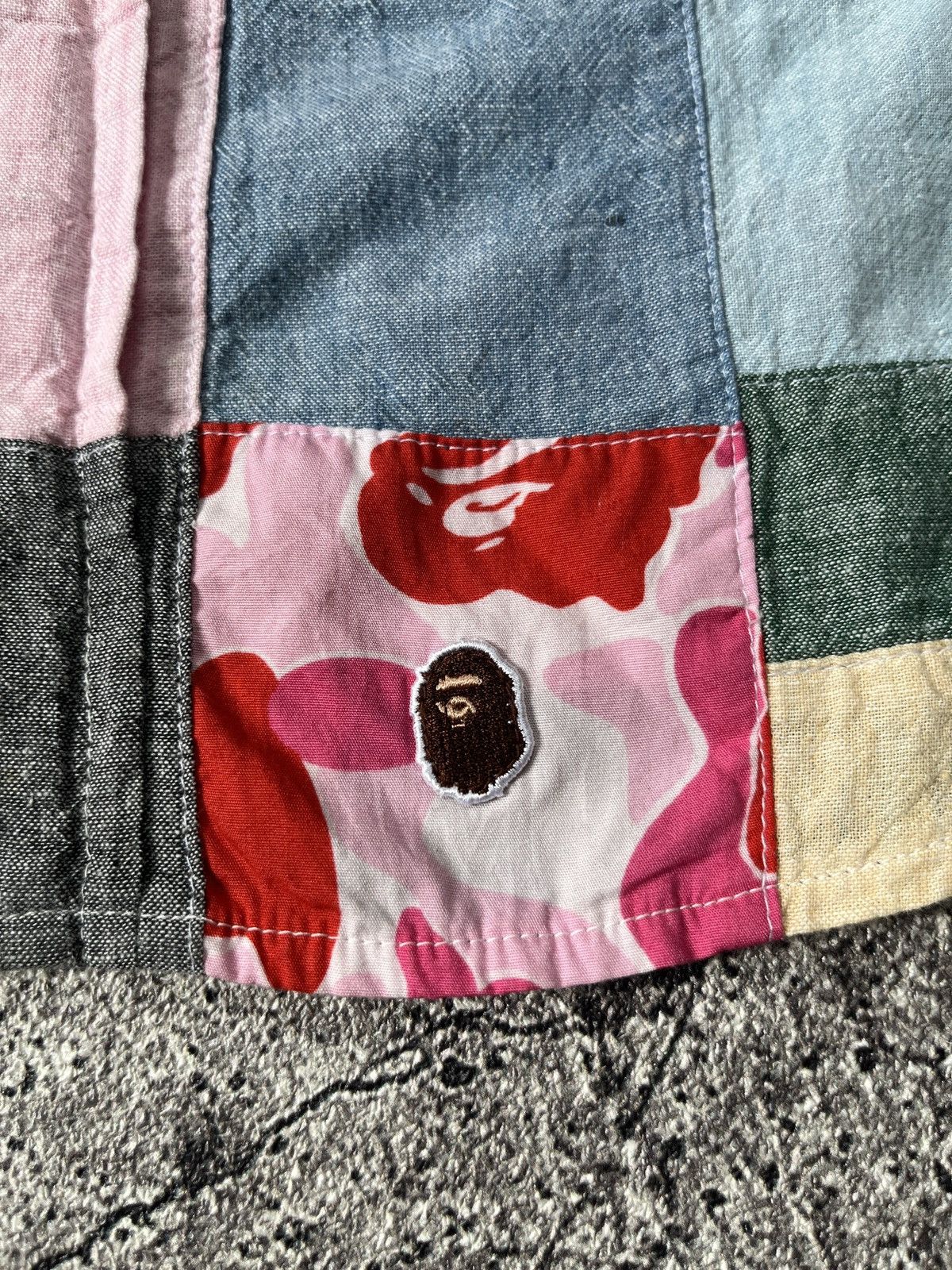 Bape Bape by a bathing ape patcwork short sleeve shirt Size US S / EU 44-46 / 1 - 7 Thumbnail