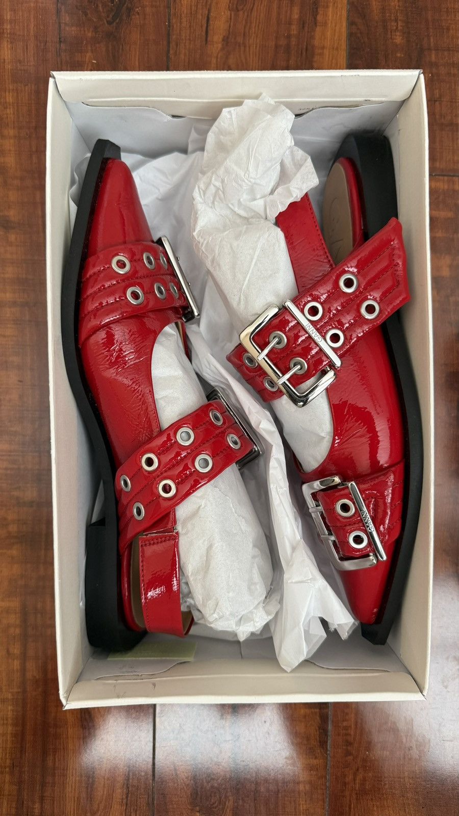 Ganni Ganni Ballerina Flats - Racing Red Size US 10 / IT 40 - 1 Thumbnail