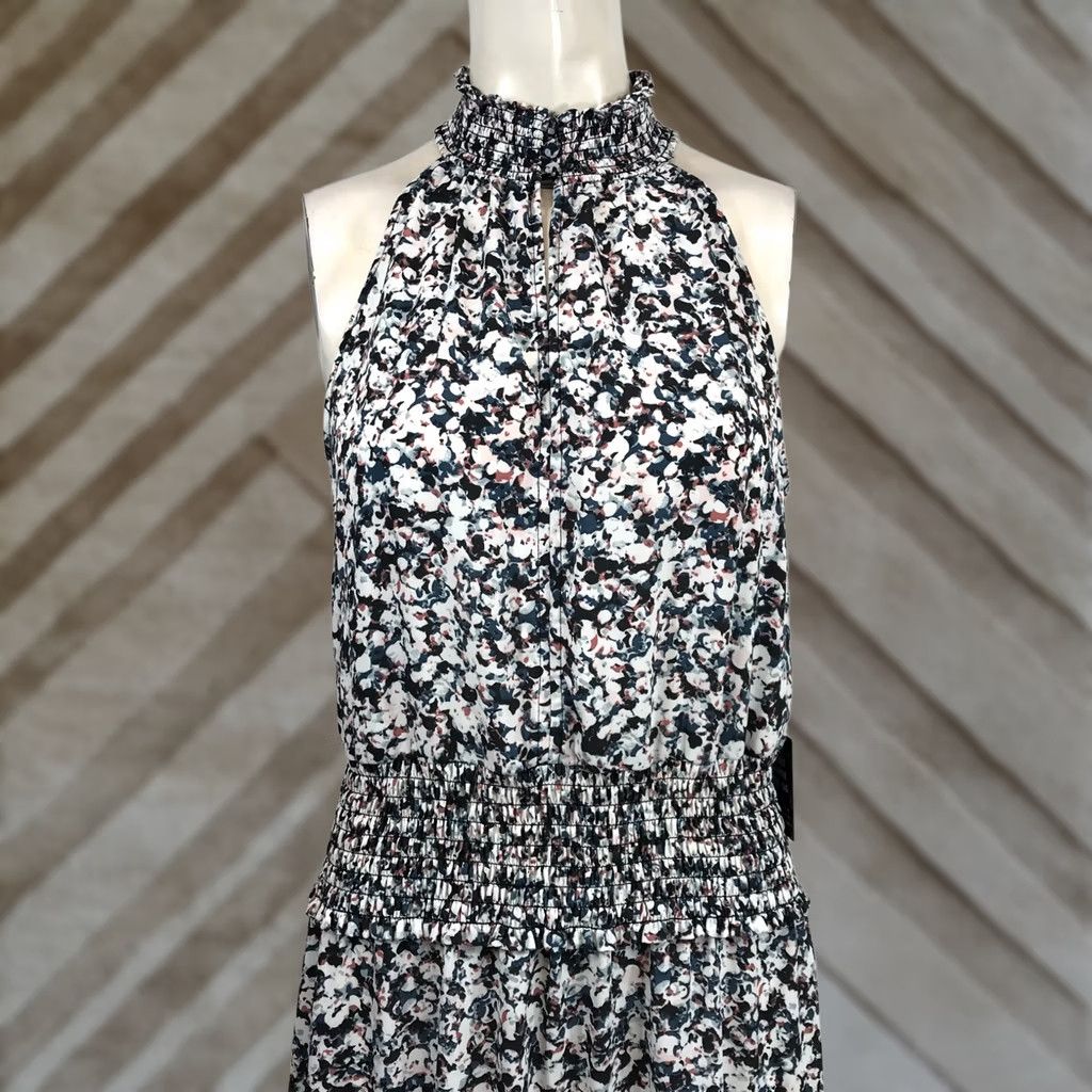 Express Express Halter Midi Dress Women's Abstract Floral Smocked Hi-Low Multicolor Black White M Size M / US 6-8 / IT 42-44 - 1 Thumbnail