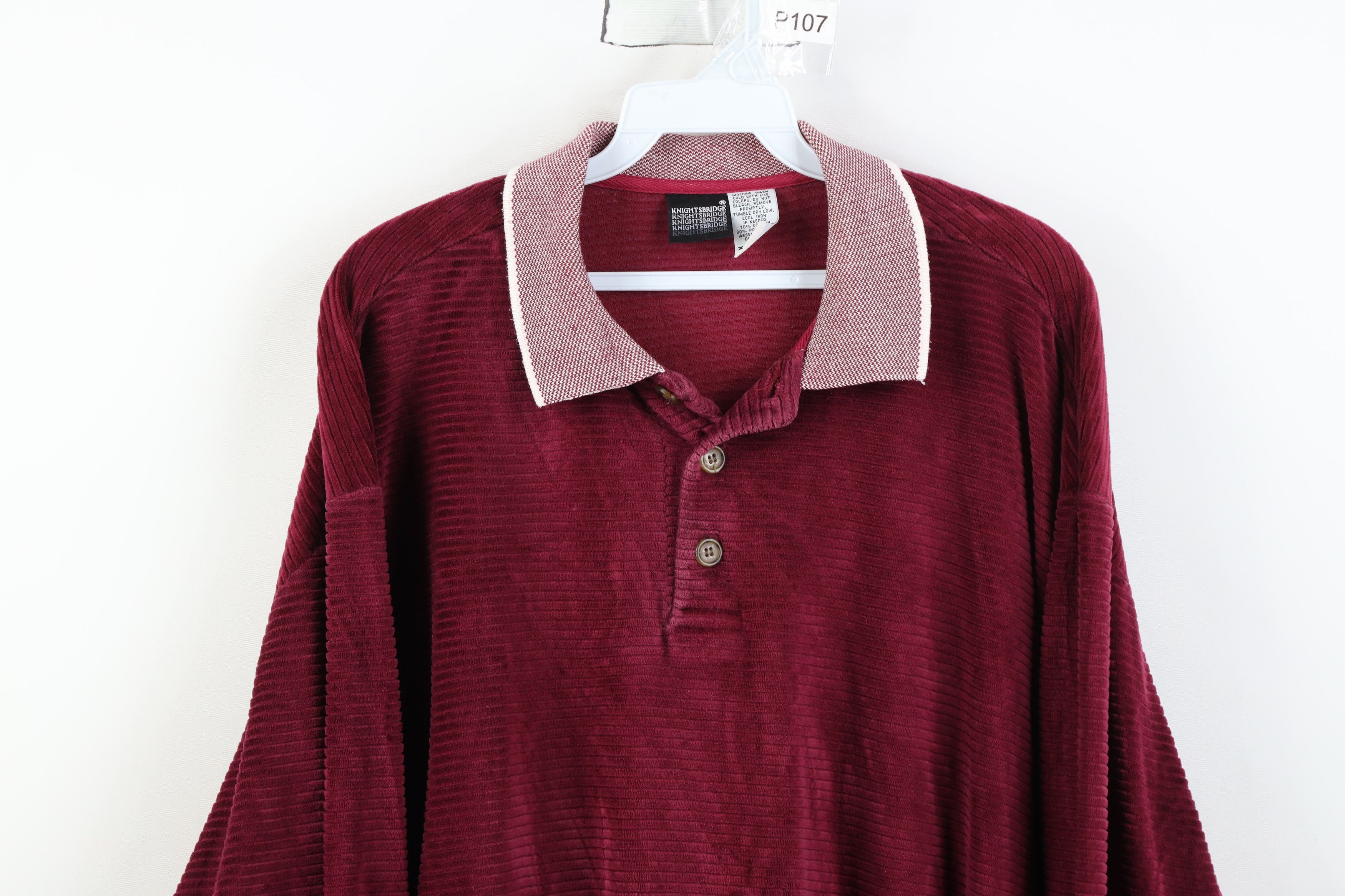 Vintage Vintage 90s Streetwear Ribbed Knit Pullover Polo Shirt Red Size US XL / EU 56 / 4 - 2 Thumbnail