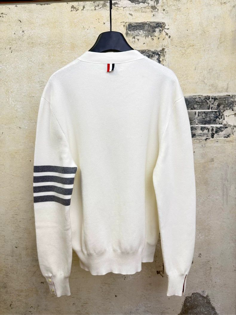 Thom Browne THOM BROWNE White Cashmere Knitted Cardigan 2502-Nextarrow Size US XL / EU 56 / 4 - 3 Thumbnail