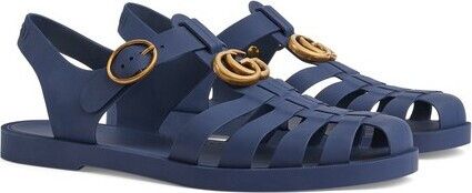 Gucci o1loc1c0625 Double G Rubber Sandals in Blue Size US 9.5 / EU 42-43 - 5 Thumbnail