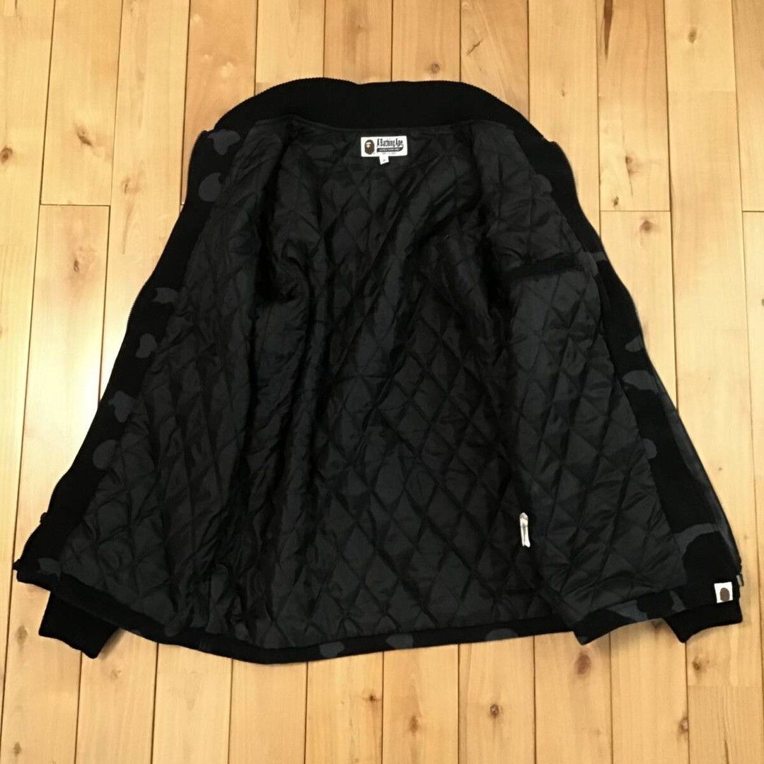 Bape × Nigo BAPE Leather sleeve varsity jacket black camo a bathing ape Size US S / EU 44-46 / 1 - 6 Thumbnail