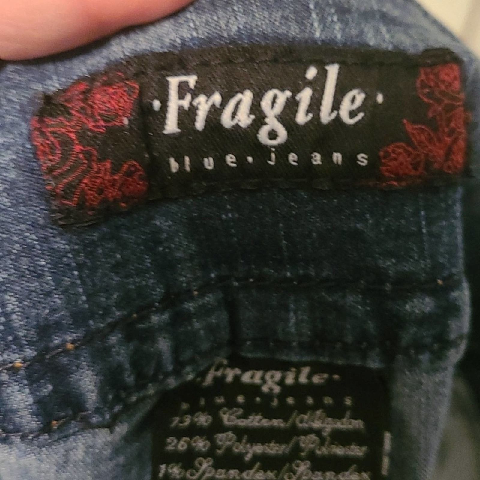 Vintage Vtg y2k Fragile Distressed Low Rise Flared Bell Blue Jeans Size 30" / US 8 / IT 44 - 8 Thumbnail