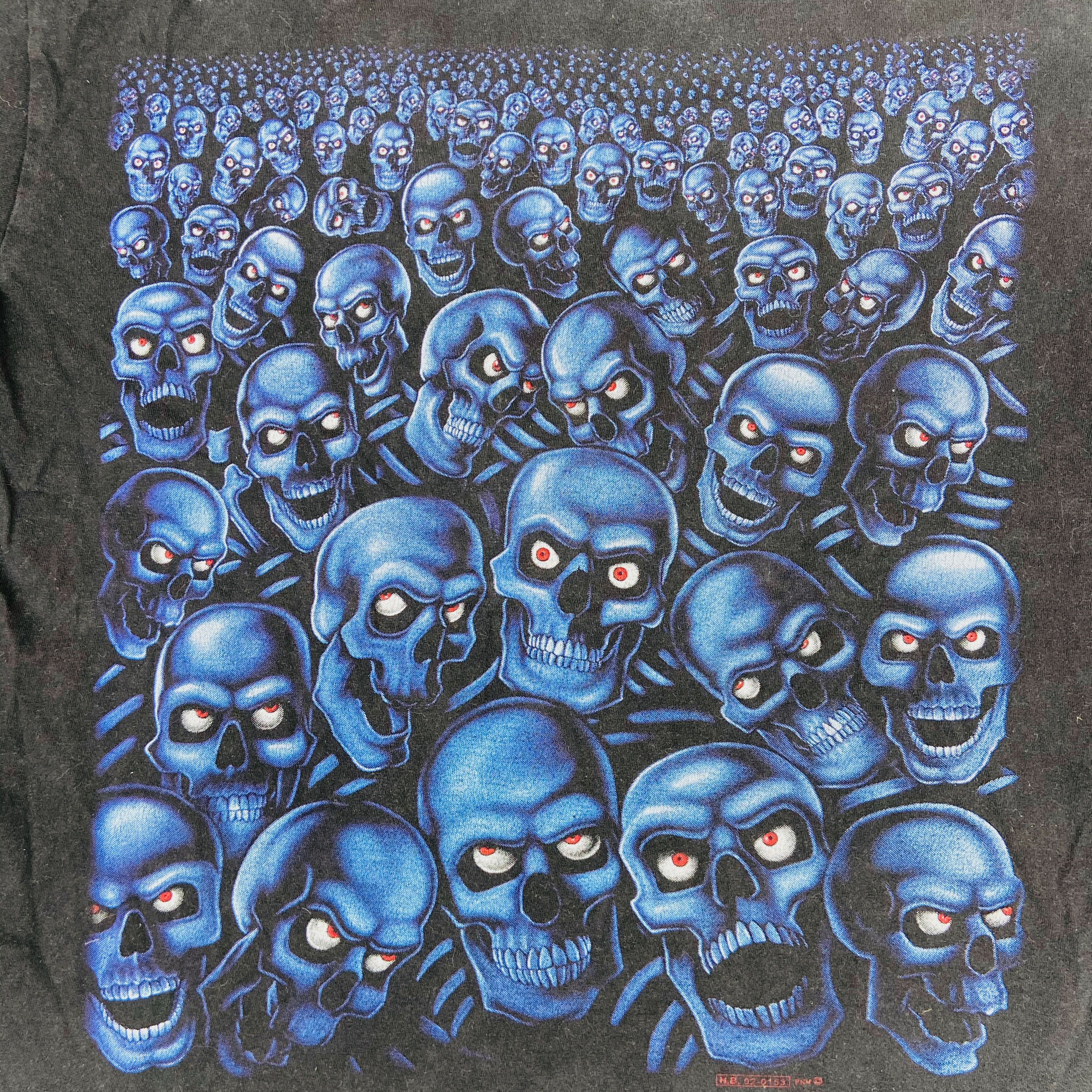 Vintage 1990s VINTAGE OVERPRINTED SKULL 3D TEE - № 585 Size US L / EU 52-54 / 3 - 5 Thumbnail