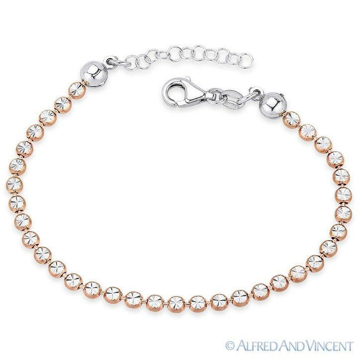 Other D-Cut Bezel Bead Link Chain Bracelet in .925 Sterling Silver Size ONE SIZE - 1 Preview