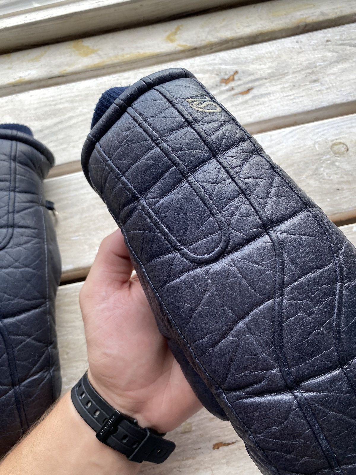 Japanese Brand × Leather × Vintage Vintage Made in Japan Black Leather motorcycle puffer gloves Size ONE SIZE - 9 Thumbnail