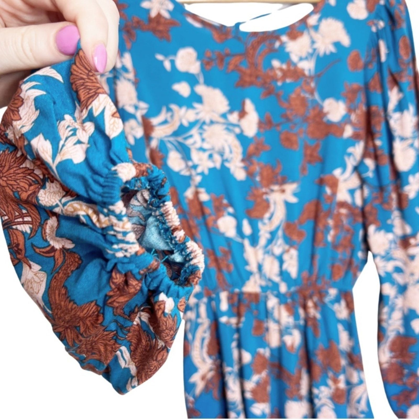 Other New with Tag Womens Andree by Unit Blue Floral Ruffle Blouse Size S / US 4 / IT 40 - 8 Thumbnail