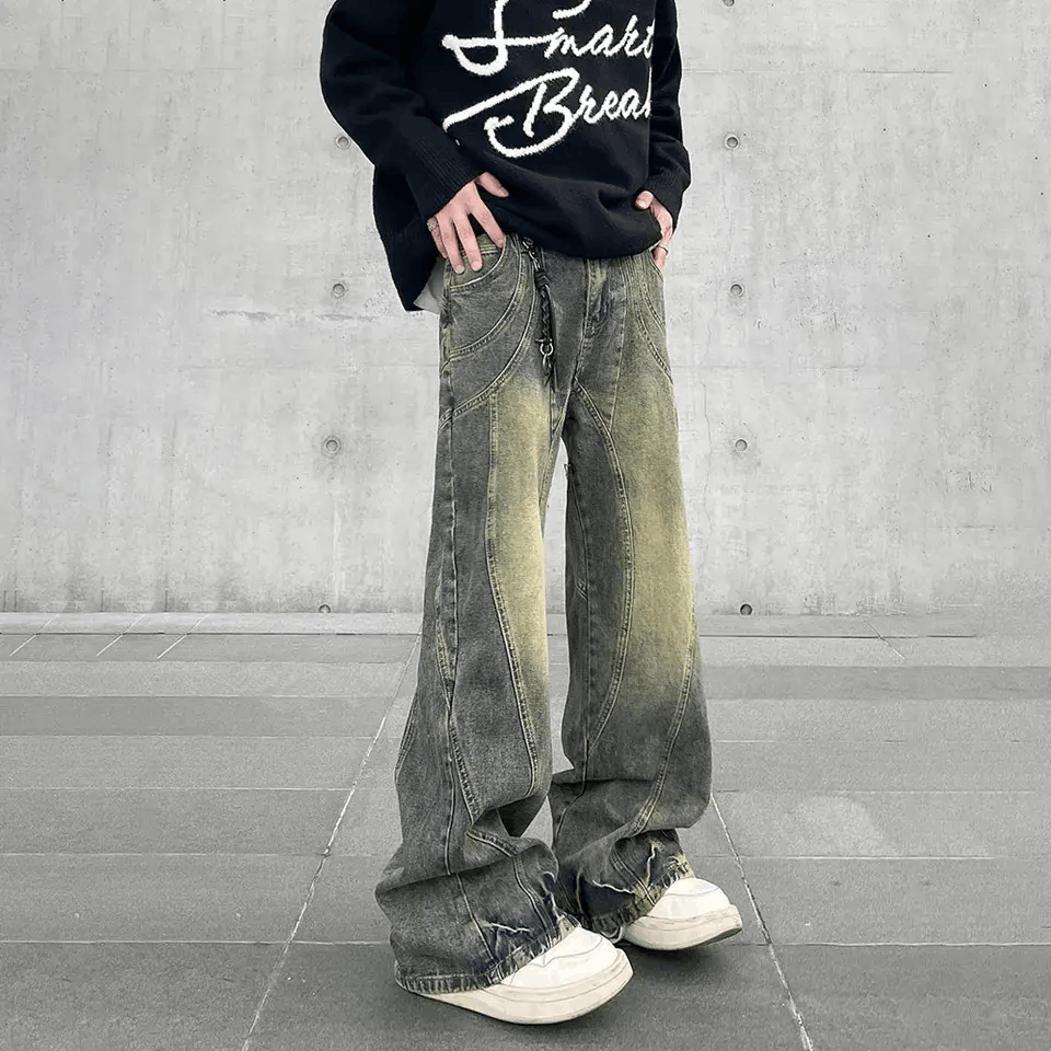 Designer × Japanese Brand × Jean Baggy Flared Leg Striped Rusty Jeans Size US 28 / EU 44 - 2 Thumbnail