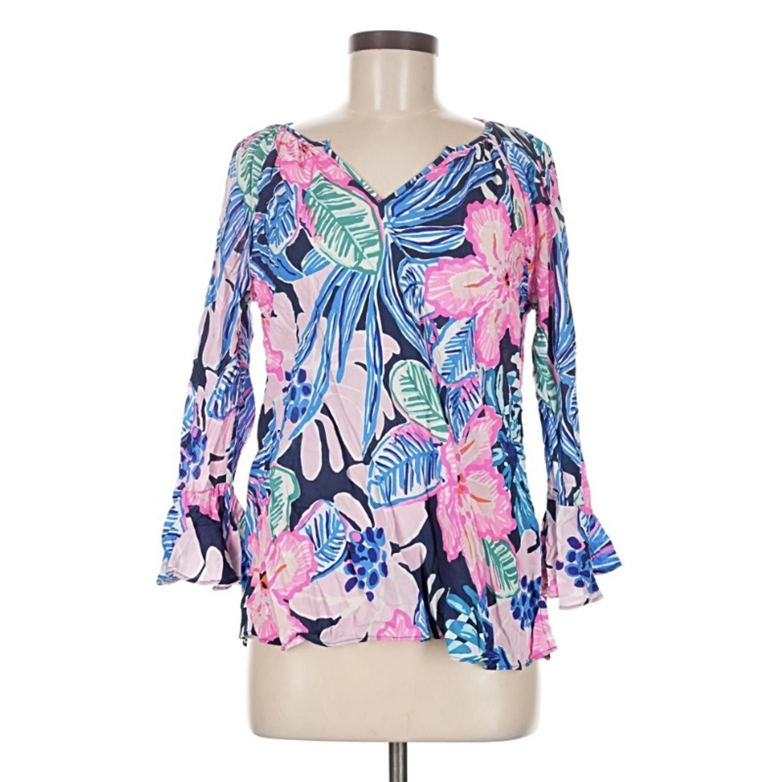 Other Lilly Pulitzer Pink Rayon 3/4 Sleeve Blouse Size M Size M / US 6-8 / IT 42-44 - 1 Thumbnail