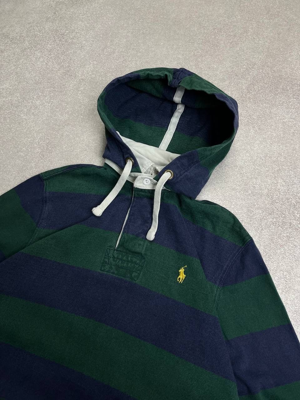 Vintage Vintage Polo Ralph Lauren Striped Boxy Rugby Hooded Shirt M Size US M / EU 48-50 / 2 - 3 Thumbnail