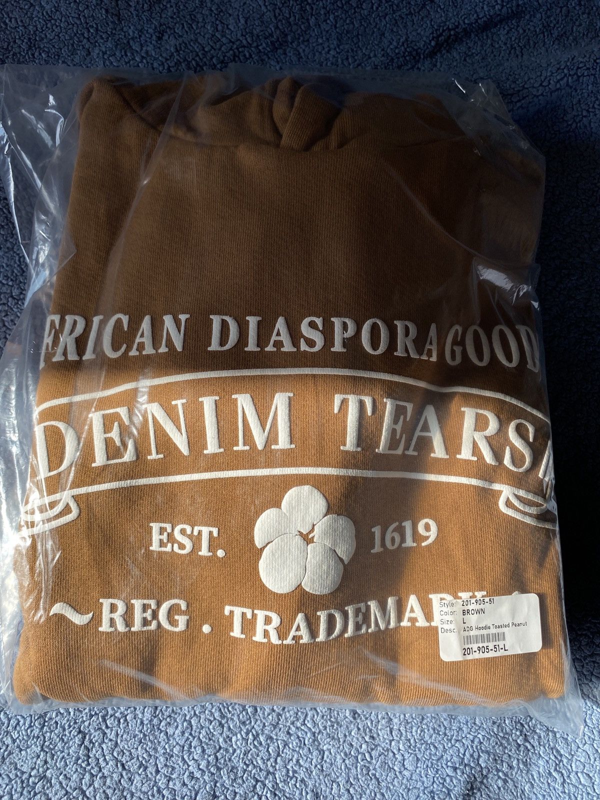 image of Denim Tears Bubble Print Cotton Wreath Logo Spell Out Hoodie in Brown, Men's (Size Large)