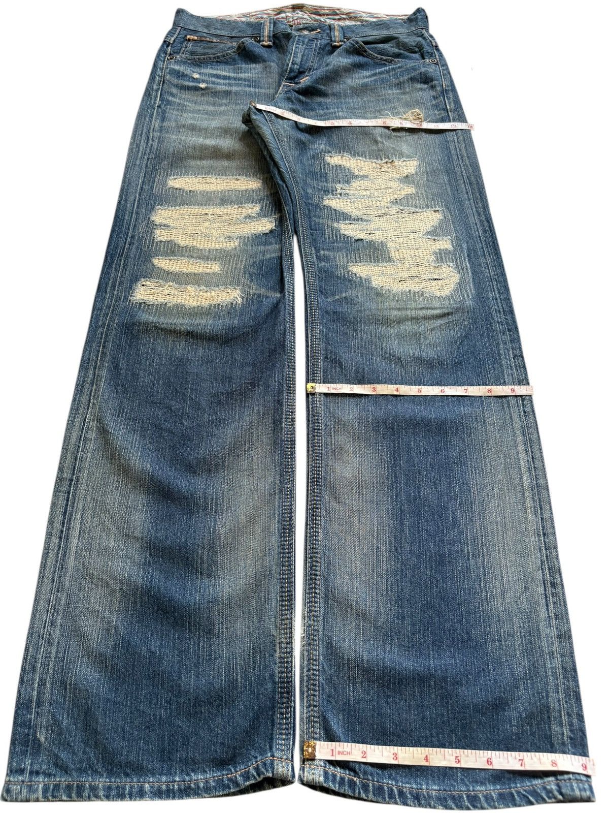 Edwin Exclusive Vintage Edwin Mud Wash Sashiko Distress Baggy Jean Size US 34 / EU 50 - 14 Thumbnail