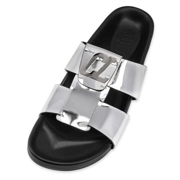 Christian Louboutin o1bcso1str1024 Dhabubizz Flat in Black/Silver Size US 12 / EU 45 - 4 Thumbnail