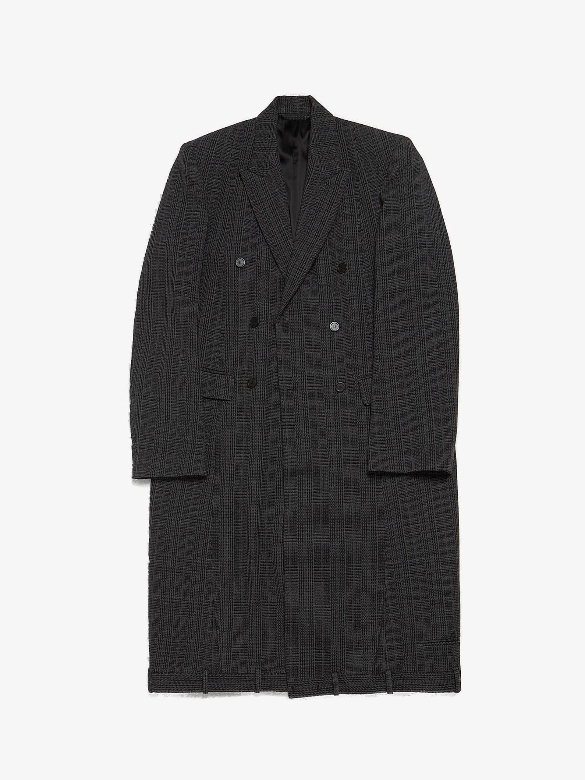 Balenciaga Gray Checkered Trouser Waist Hem Oversized Cotton Coat Size US XS / EU 42 / 0 - 1 Thumbnail