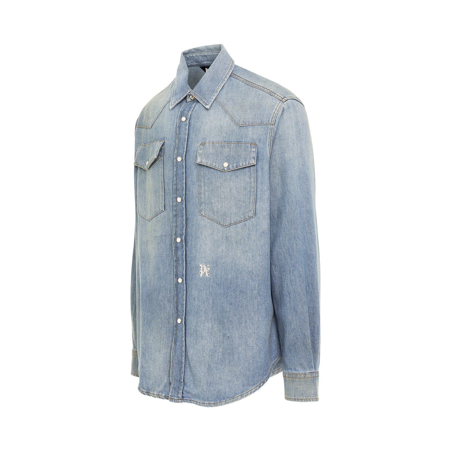 Palm Angels o1mris0824 Denim Shirt in Light Blue Size US L / EU 52-54 / 3 - 2 Thumbnail