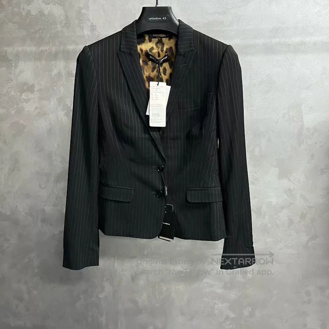 Dolce & Gabbana black pinstripe casual blazer jacket. Size US M / EU 48-50 / 2 - 1 Thumbnail