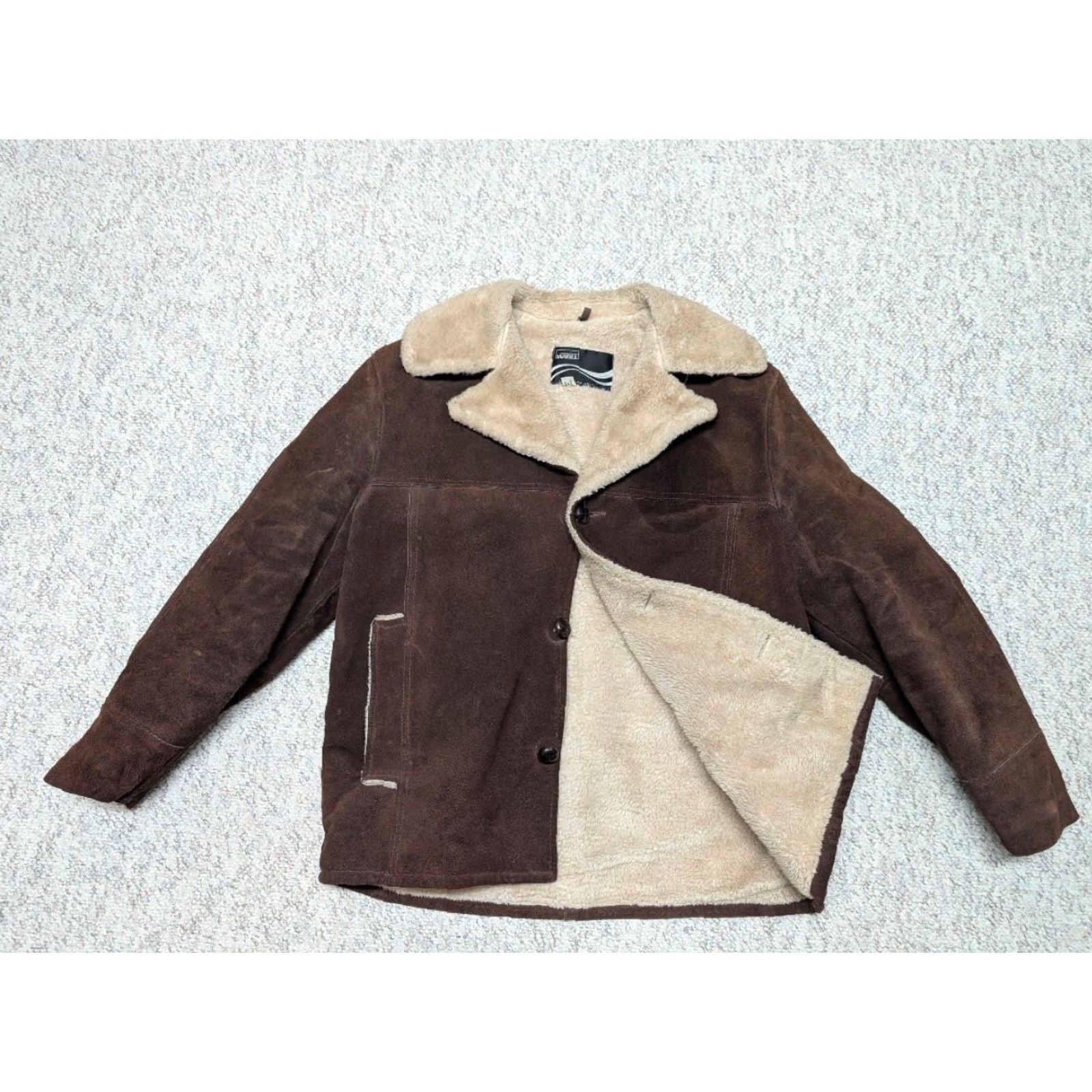 Vintage VINTAGE Montgomery Ward COWHIDE split-Suede WESTERN jacket Mens 44 Brown Leather Trucker 1970s Size US L / EU 52-54 / 3 - 3 Thumbnail