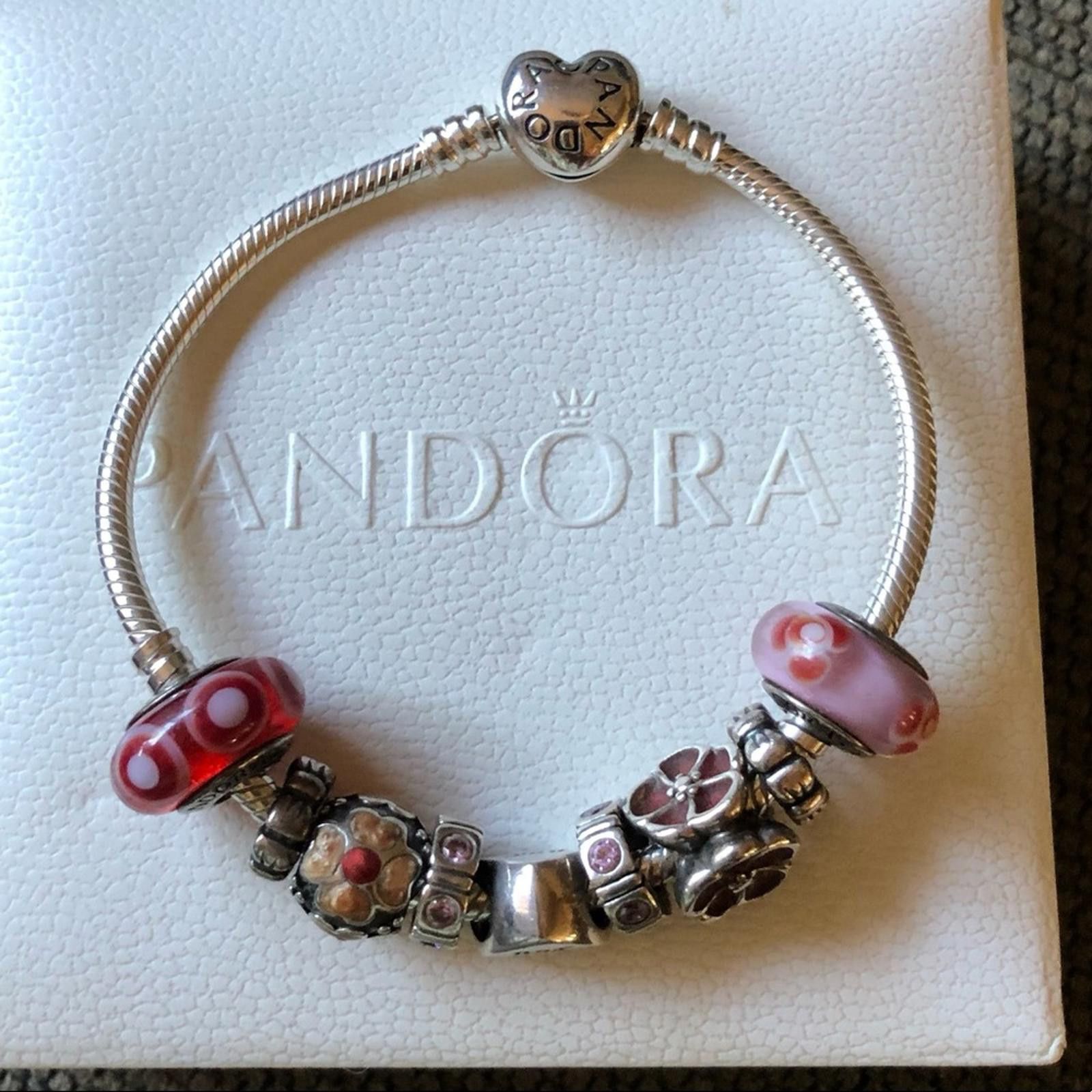pandora Authentic Pandora Bracelet with 9 Pandora Charms Size ONE SIZE - 4 Thumbnail