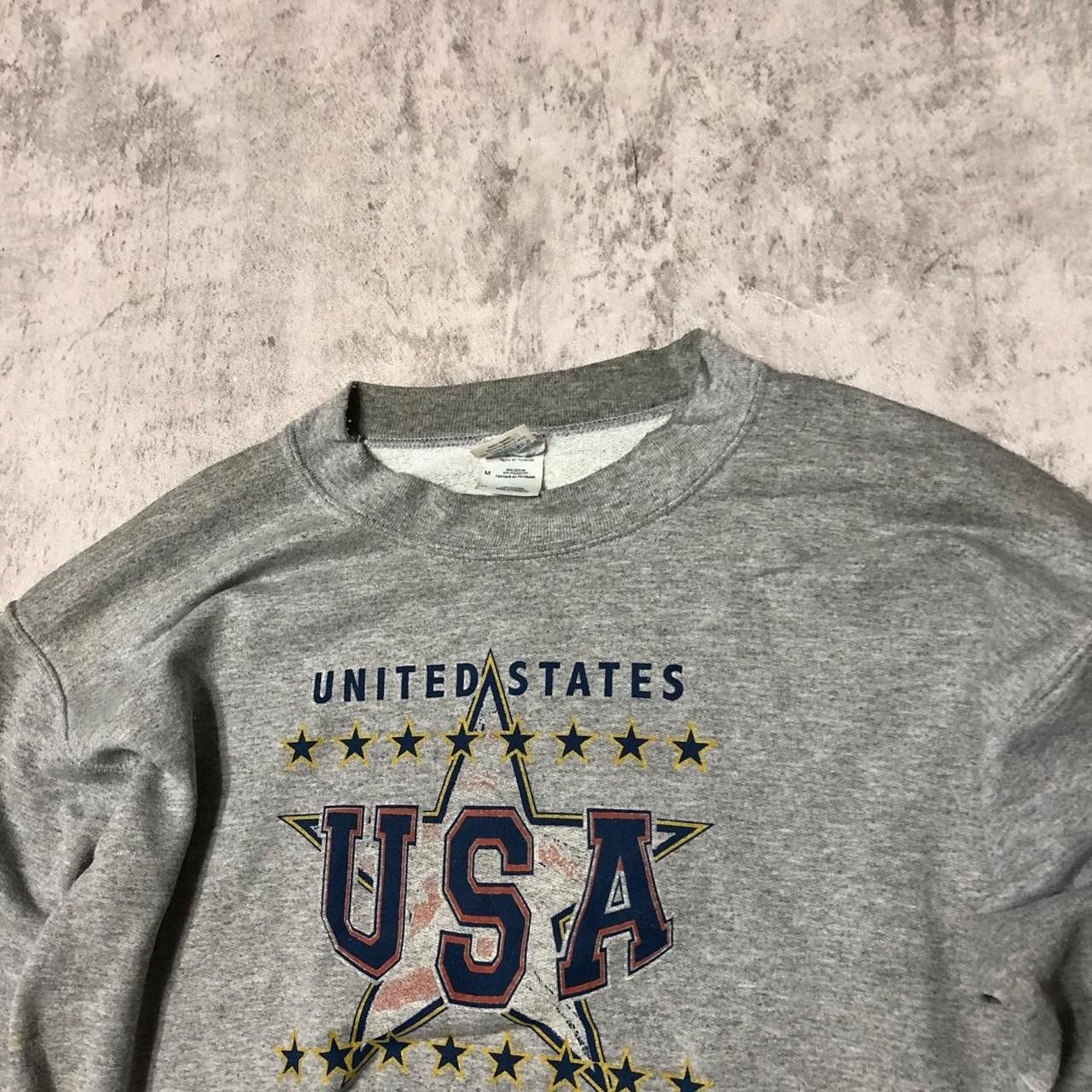 Gildan Grey and blue USA crewneck sweatshirt Size US M / EU 48-50 / 2 - 2 Thumbnail