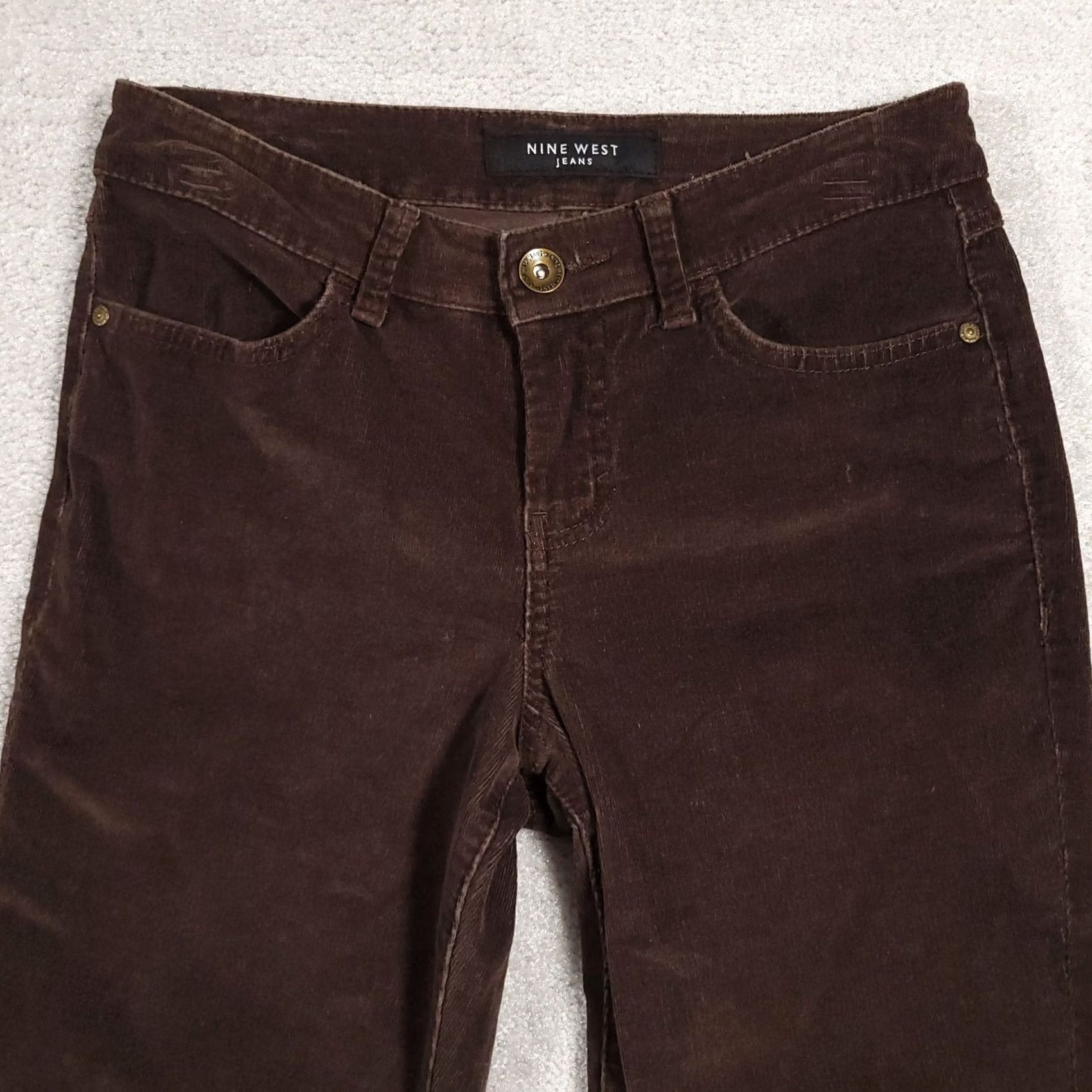 Nine West Nine West Corduroy Pants Jegging Cotton Stretch Straight Leg Women's 4 26 Brown Size 27" / US 4 / IT 40 - 3 Thumbnail