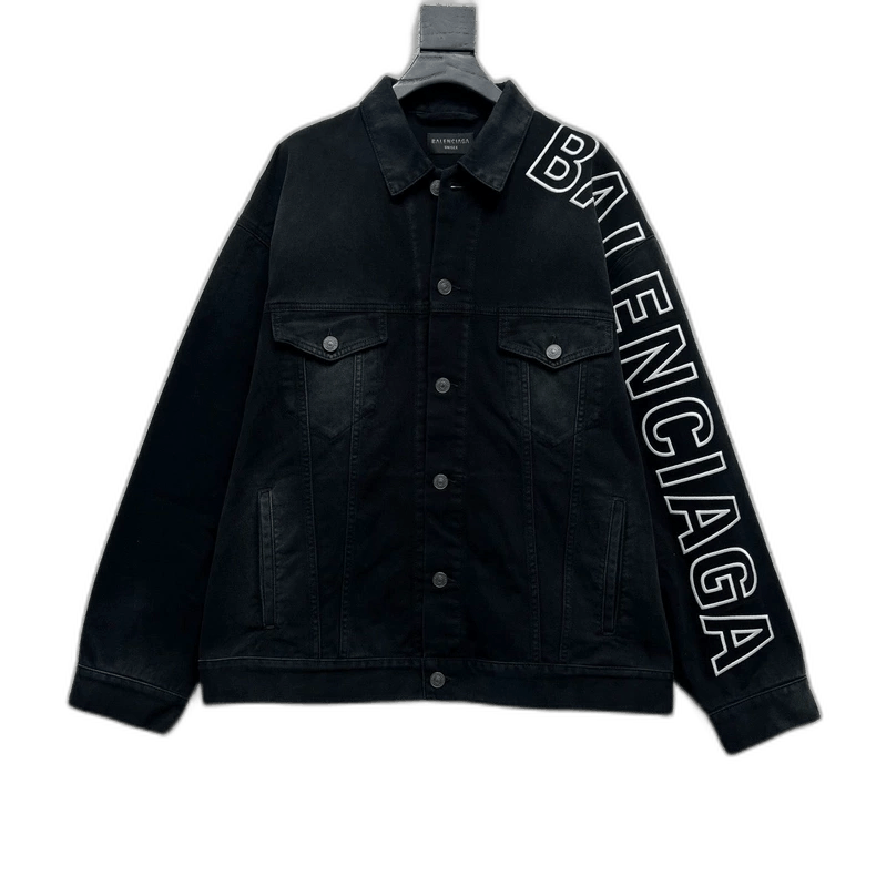Balenciaga Balenciaga Black Gray Denim Jacket Size US XL / EU 56 / 4 - 1 Thumbnail