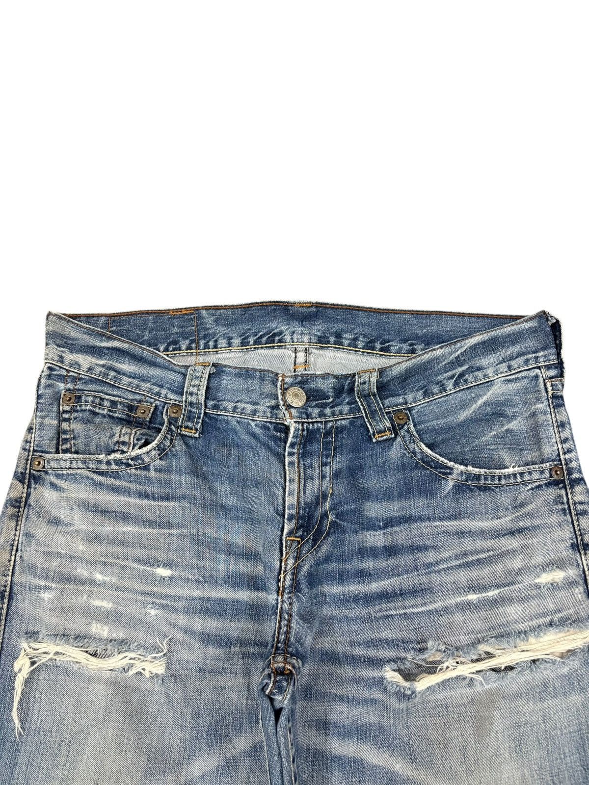 Vintage 90s Levis 507 Blue Wash Distressed Flare Jeans
