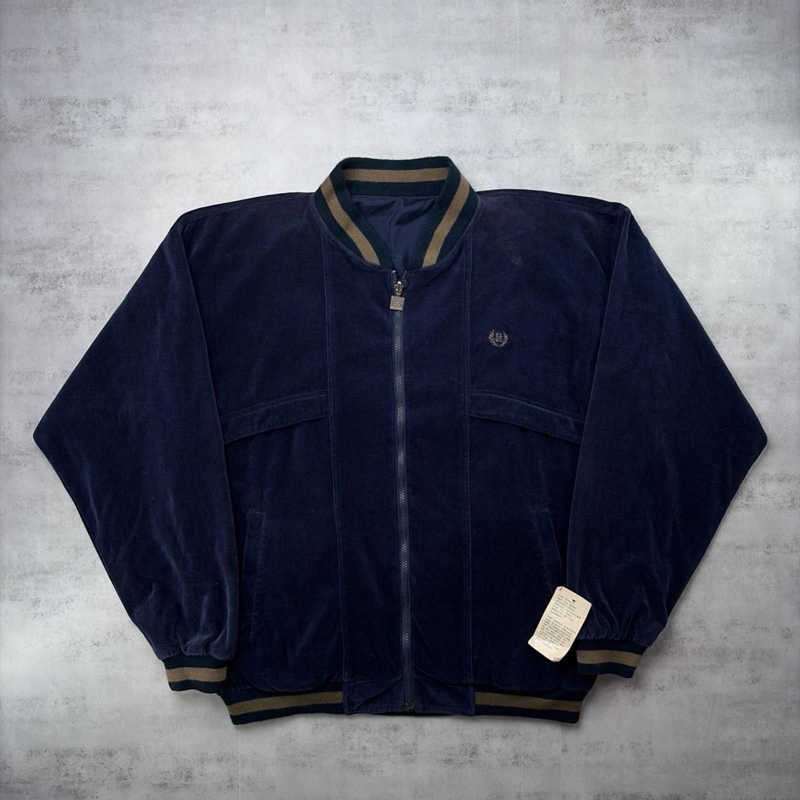 Givenchy Vintage 90’s Navy Givenchy Deadstock Silk Velour Jacket Size US XL / EU 56 / 4 - 1 Thumbnail