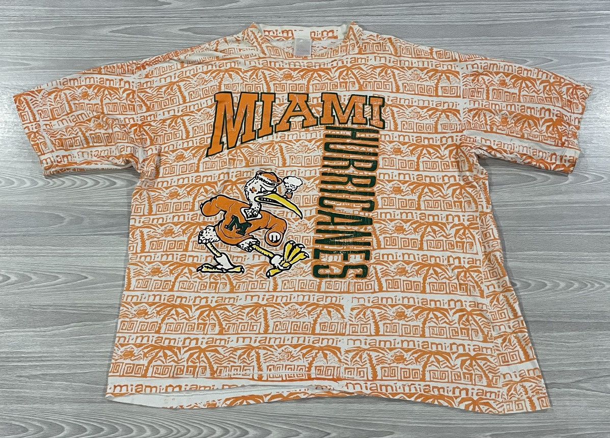 Vintage Vintage Miami Hurricanes AOP Single Stitch Shirt Mens 2XL Size US XXL / EU 58 / 5 - 6 Thumbnail
