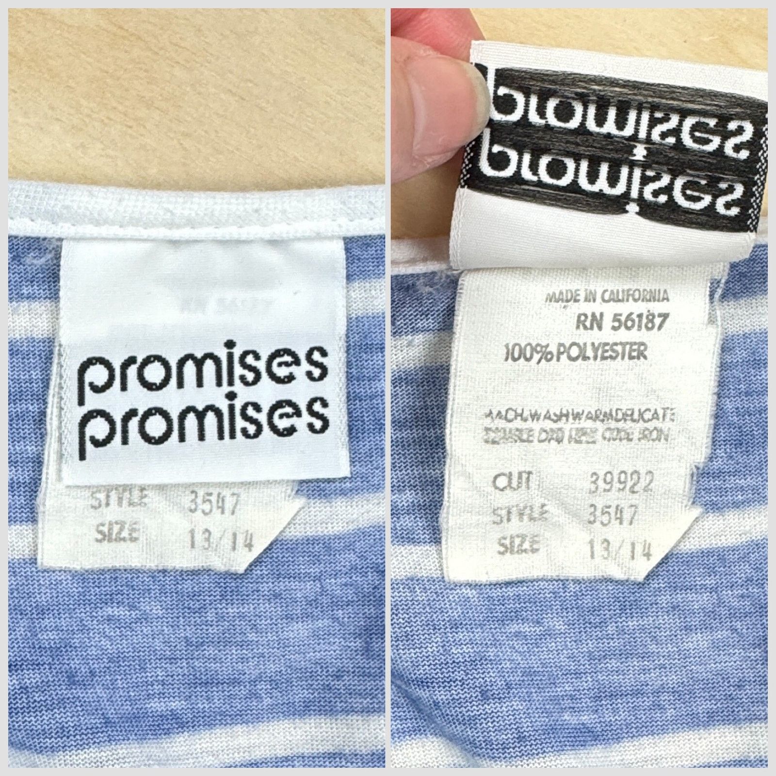 Vintage Vintage 1970s Blue and White Striped T-Shirt Dress Size S / US 4 / IT 40 - 4 Thumbnail