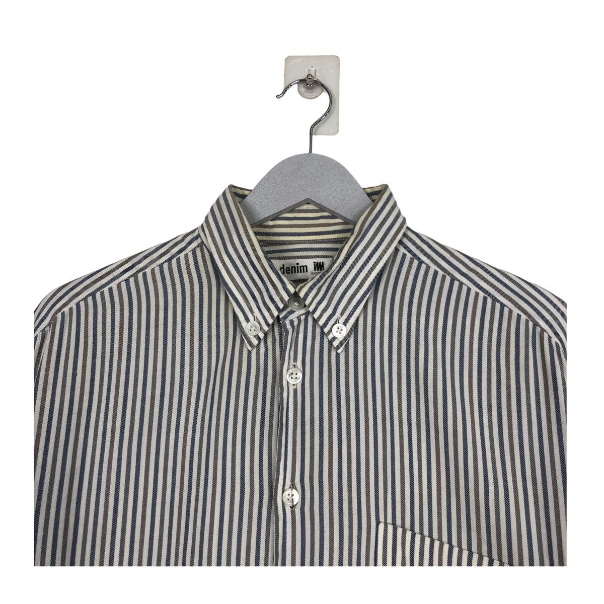 Issey Miyake × Japanese Brand × Vintage 💥ISSEY MIYAKE IM DENIM STRIPE BUTTON SHIRT Size US L / EU 52-54 / 3 - 4 Thumbnail