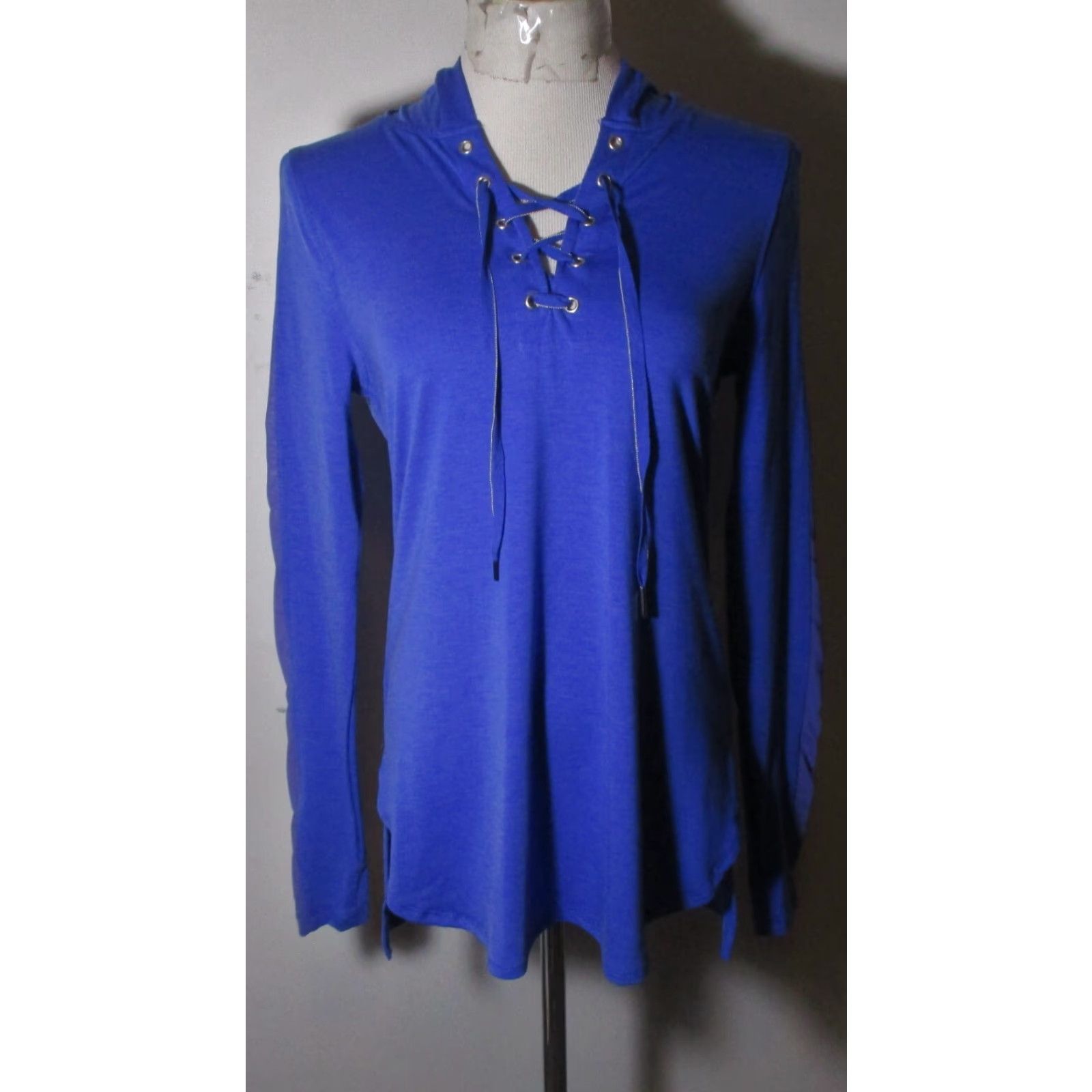 Nanette Lepore NANETTE LEPORE Blue Lyocell Blend Rope Tie Hoodie Women's S/P Size S / US 4 / IT 40 - 2 Thumbnail