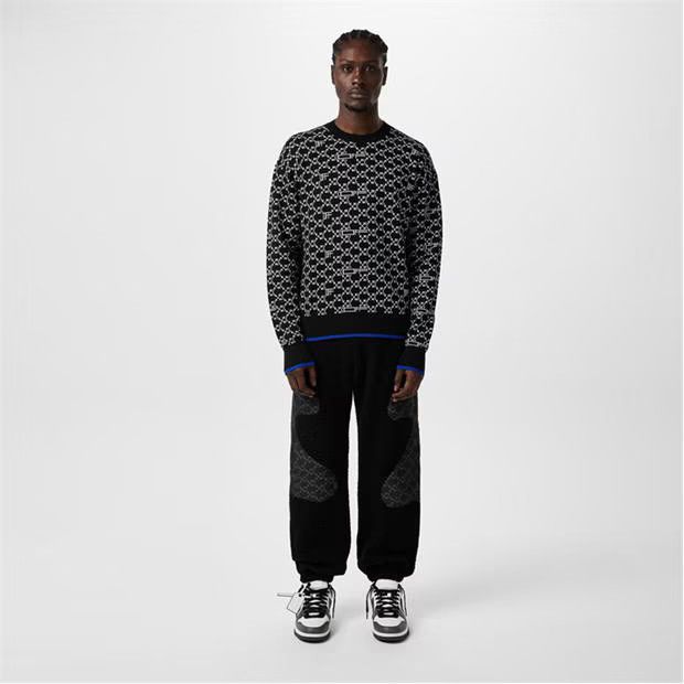 Off-White o1y0325 Logo Crewneck Sweater in Black/White Size US M / EU 48-50 / 2 - 6 Thumbnail