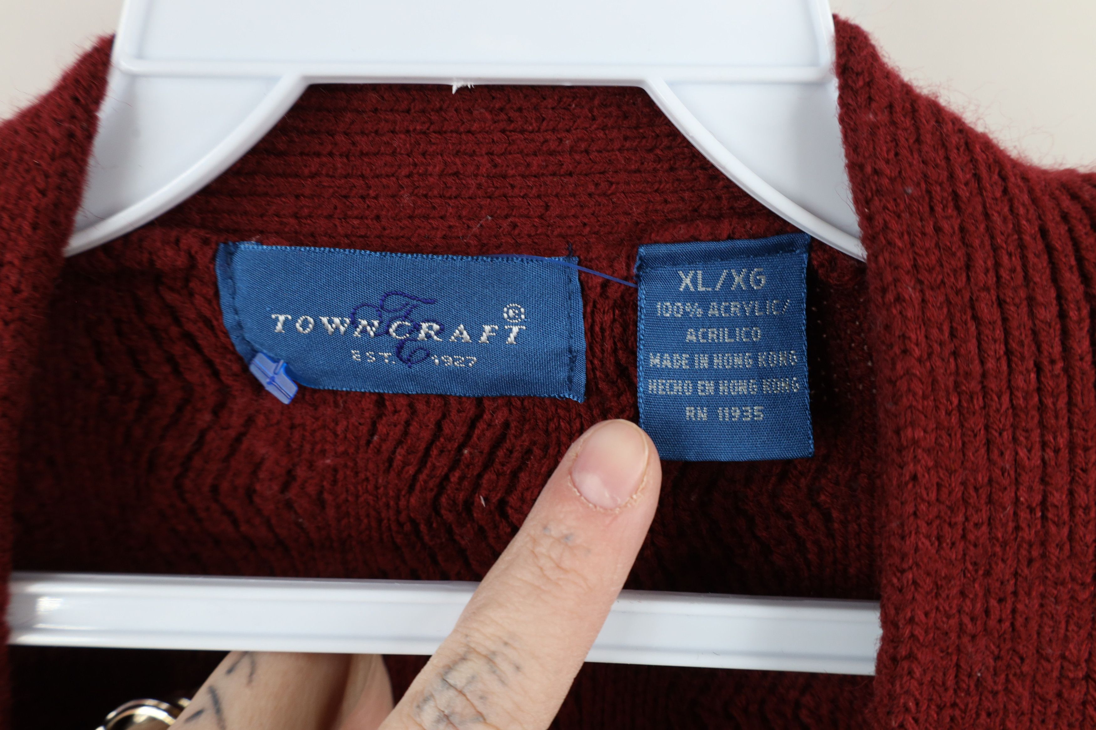 Vintage Vintage 90s Streetwear Ribbed Knit Cardigan Sweater Red Size US XL / EU 56 / 4 - 7 Thumbnail
