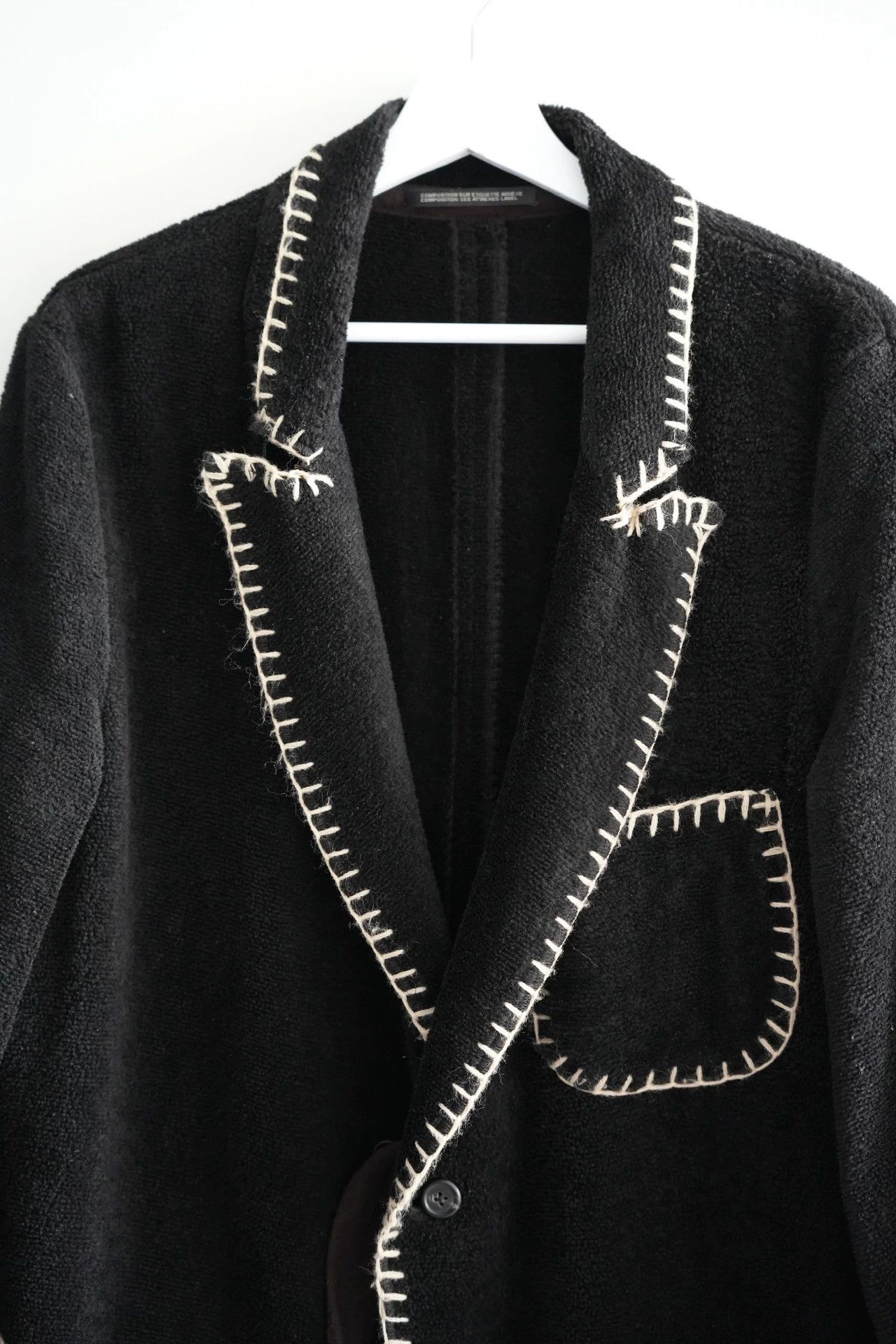 Yohji Yamamoto Yohji Yamamoto 12AW Hand-sewn Contrast Wool Blazer Size US M / EU 48-50 / 2 - 3 Thumbnail
