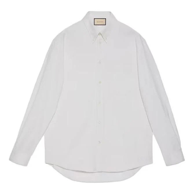 Gucci o1la5ras0426 Oxford Cotton Shirt With Embroidered in White Size US M / EU 48-50 / 2 - 1 Thumbnail
