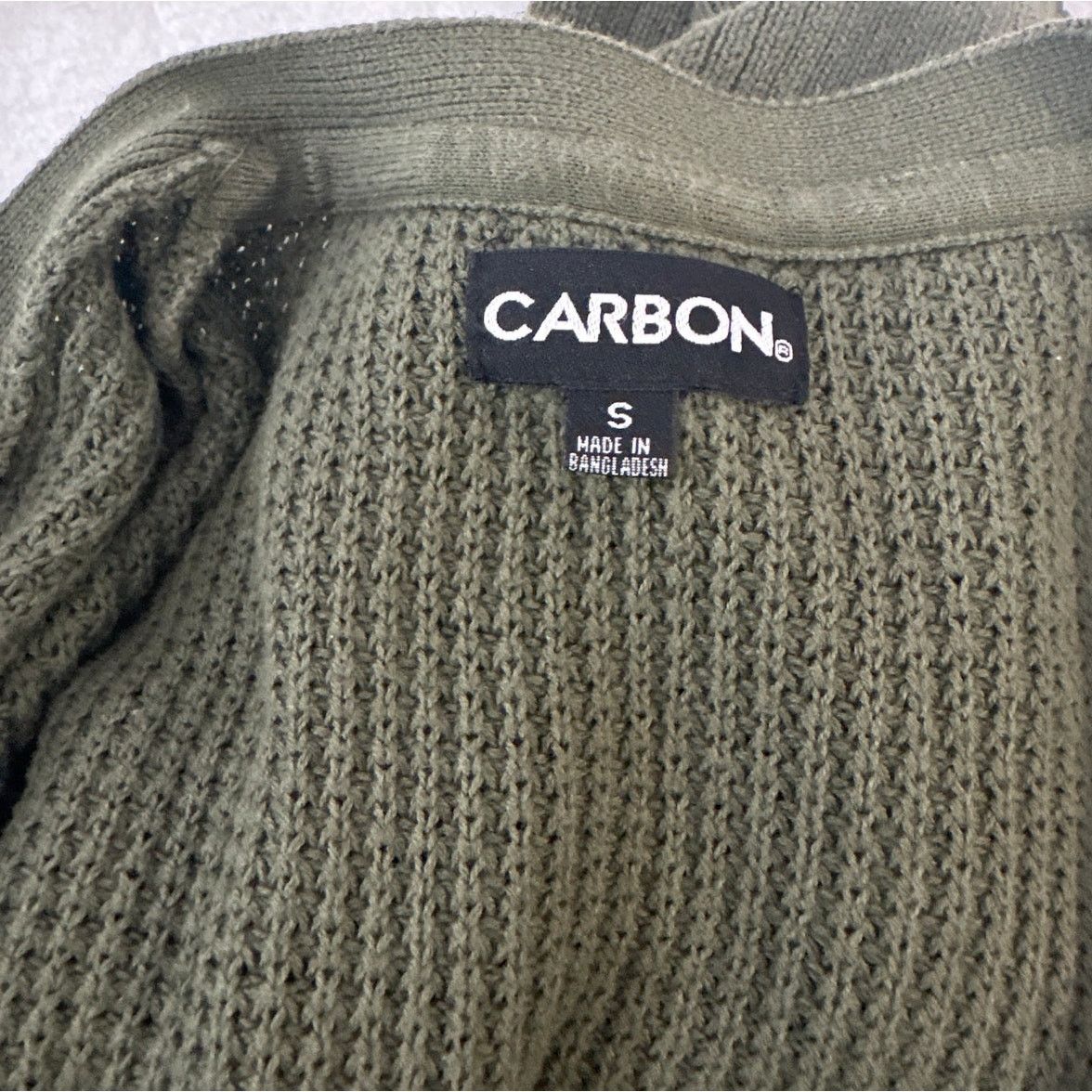 Carbon Carbon Men's Olive Green Open Front Cardigan Size Small Size US S / EU 44-46 / 1 - 3 Thumbnail
