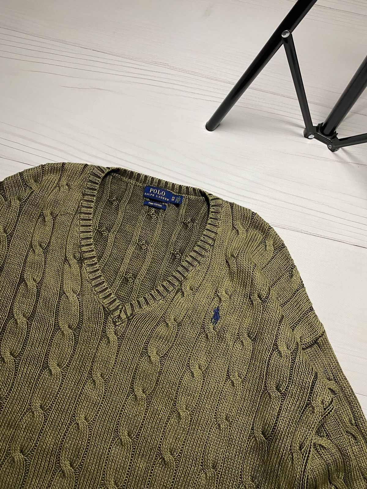 Polo Ralph Lauren Vintage Polo Ralph Lauren cable knit oversize V-neck sweater Size XS / US 0-2 / IT 36-38 - 7 Thumbnail